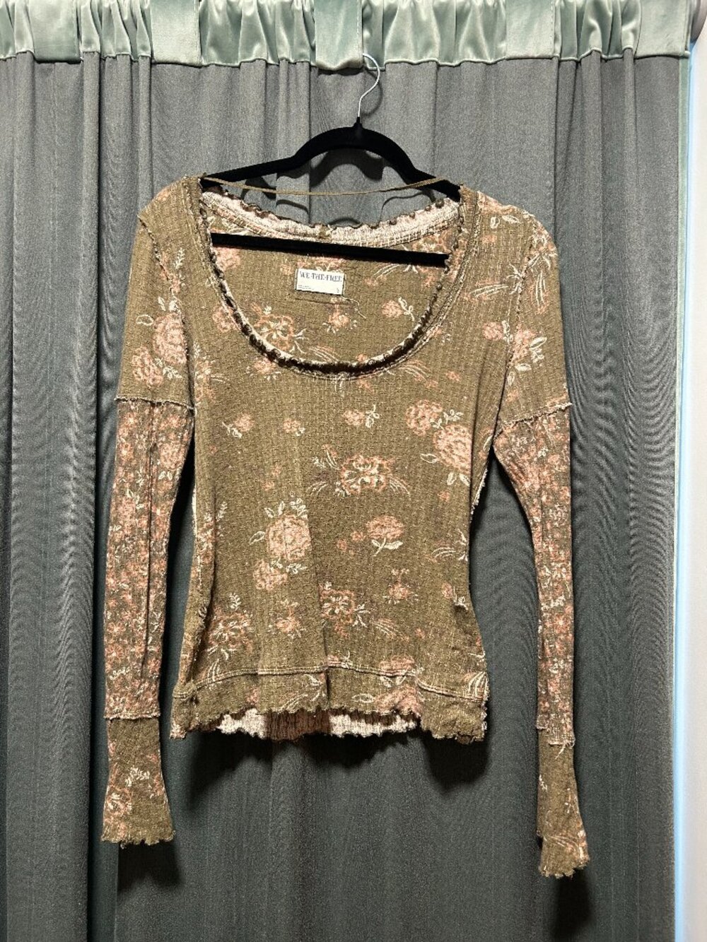Free People Floral Long Sleeve Top